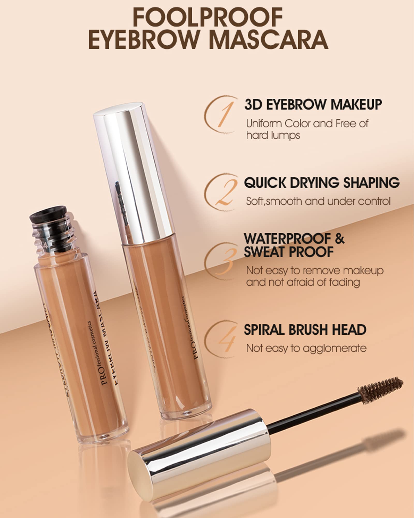 Waterproof Tinted Brow Gel-Long Lasting SmudgeProof Liquid Eyebrow Makeup,Eyebrow Mascara Tinted Brow Glue,Brow Filler Tint,Volumizing Enhance Brow Mascara,With Brow Razor Brush for Women-04Dark Brown