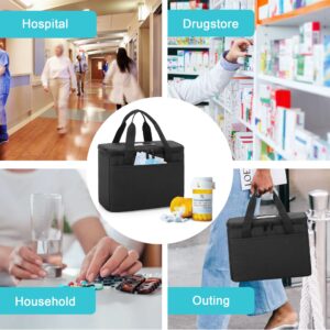 Trunab First Aid Bag Empty Small Medicine Storage Case, Insulated Medication Cooler Bag, Travel Pill Bottle Organizer for Prescription, Insulin, Supplements or Medical Supplies, Black(Bag Only)