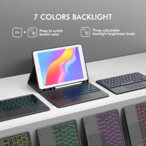 MicroPack iPad 9th Generation Case with Keyboard, Keyboard for iPad 8th Generation, iPad 7th Generation 10.2 Inch, Smart Touchpad 7 Color Backlit Detachable Keyboard for iPad 9th/8th/7th Gen,10.2inch