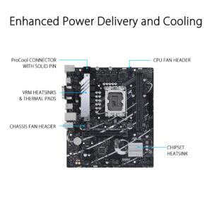 ASUS PRIME B760M-K D4 Intel® B760 (LGA 1700)(13th and 12th Gen) mATX motherboard, PCIe 4.0, two PCIe 4.0 M.2 slots, DDR4, Realtek 2.5Gb Ethernet, HDMI®, SATA 6 Gbps, front USB 3.2 Gen 1, Aura Sync