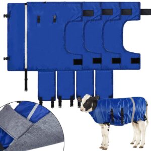 dunzy 4 pcs winter calf blanket calf warm clothes waterproof calf warming blanket windproof calf jacket livestock calf saver coat for keeping cow warm thickened belly protection (heavy fleece style)