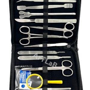 New Premium Stainless Steel Biology Lab/Anatomy/Medical Student Dissection Kit Set - Scalpel Knife Handle,Blades, Forceps, Scissors and Tweezers- Medical Students and Veterinary (Set of 34 Each)