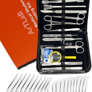 New Premium Stainless Steel Biology Lab/Anatomy/Medical Student Dissection Kit Set - Scalpel Knife Handle,Blades, Forceps, Scissors and Tweezers- Medical Students and Veterinary (Set of 34 Each)