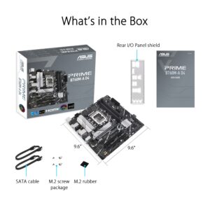 ASUS Prime B760M-A D4 Intel® B760 (LGA 1700)(13th and 12th Gen) mATX Motherboard, PCIe 4.0, 2xM.2 Slots,2.5Gb LAN, DisplayPort,Dual HDMI,Rear USB 3.2 Gen 2, Front 1 Type-C®, Aura Sync