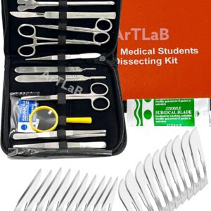 New Premium Stainless Steel Biology Lab/Anatomy/Medical Student Dissection Kit Set - Scalpel Knife Handle,Blades, Forceps, Scissors and Tweezers- Medical Students and Veterinary (Set of 34 Each)