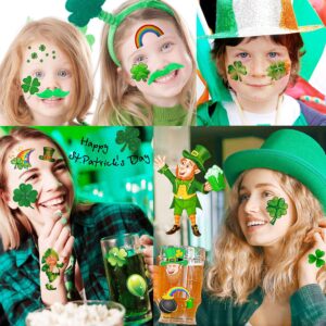 VANTATY 32 Sheets 248+ PCS St Patricks Day Tattoos For Kids Girls Boys Women Men Adults, Saint St. Patrick's Day Accessories Shamrock Temporary Tattoo Stickers, Lucky Clover Tattoo Irish Party Favor