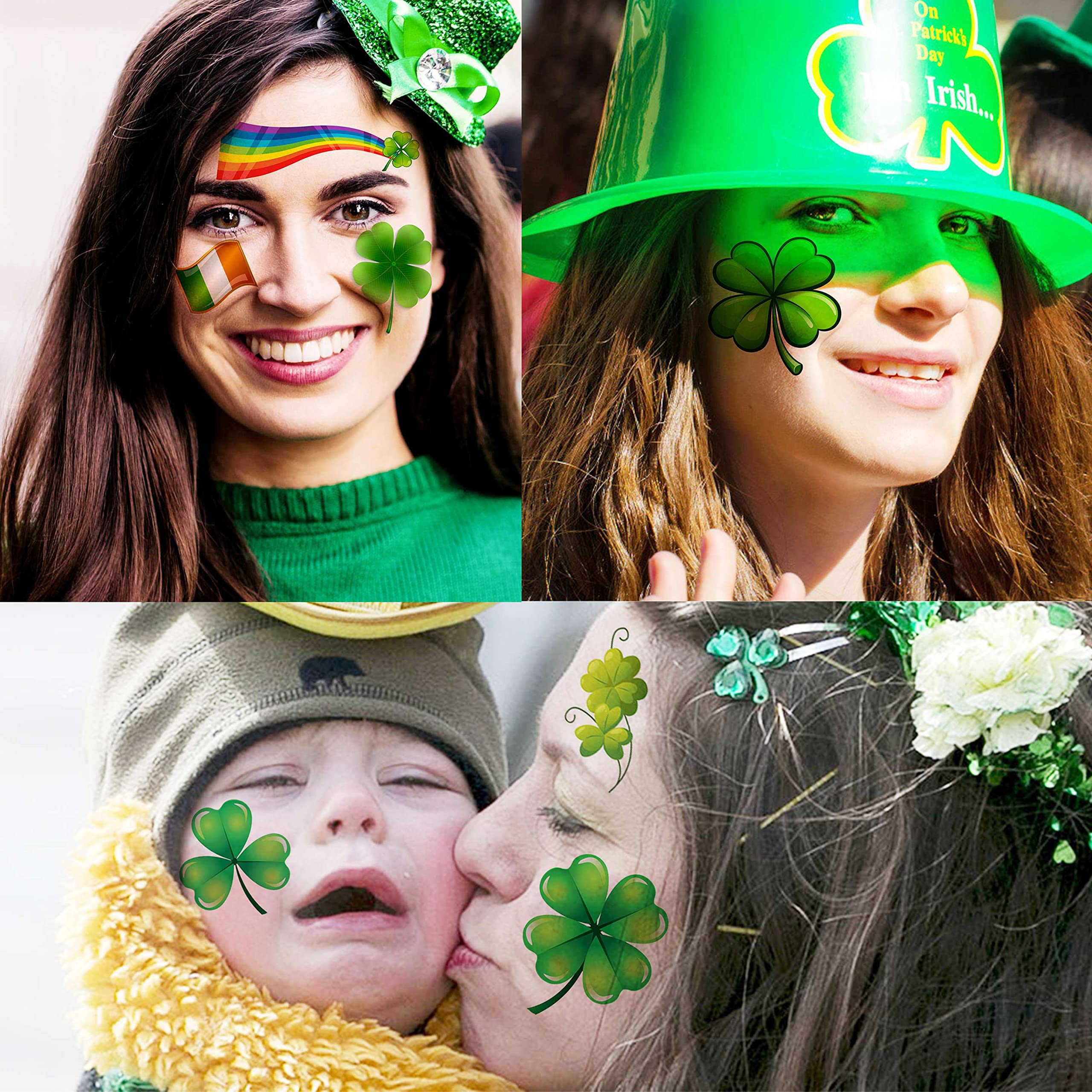 VANTATY 32 Sheets 248+ PCS St Patricks Day Tattoos For Kids Girls Boys Women Men Adults, Saint St. Patrick's Day Accessories Shamrock Temporary Tattoo Stickers, Lucky Clover Tattoo Irish Party Favor