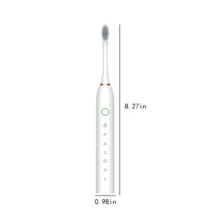 dazeni Sonic Electric Toothbrush with 8 Brush Heads for Adults and Kids, High Power Rechargeable Electric Toothbrushes, 6 Modes, 8 Hours Fast Charge for 15 Days, 2 Minutes Smart Timer (White)