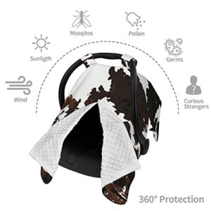 Baby Car Seat Covers for Babies – Carseat Cover Winter Baby Multiuse Nursing Covers for Breastfeeding Carseat Canopy Cover, Infant Car Seat Cover for Boys and Girls.（Brown Cowhide Cow Print）