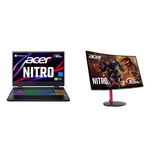 Acer Nitro 5 AN515-58-7583, i7-12700H, NVIDIA GeForce RTX 3070 Ti, 15.6" QHD 165Hz IPS, 16GB DDR4, 2TB SSD in RAID 0, WiFi 6 Nitro ED270R Mbmiiphx 27" FHD Curved Monitor | 165Hz Refresh