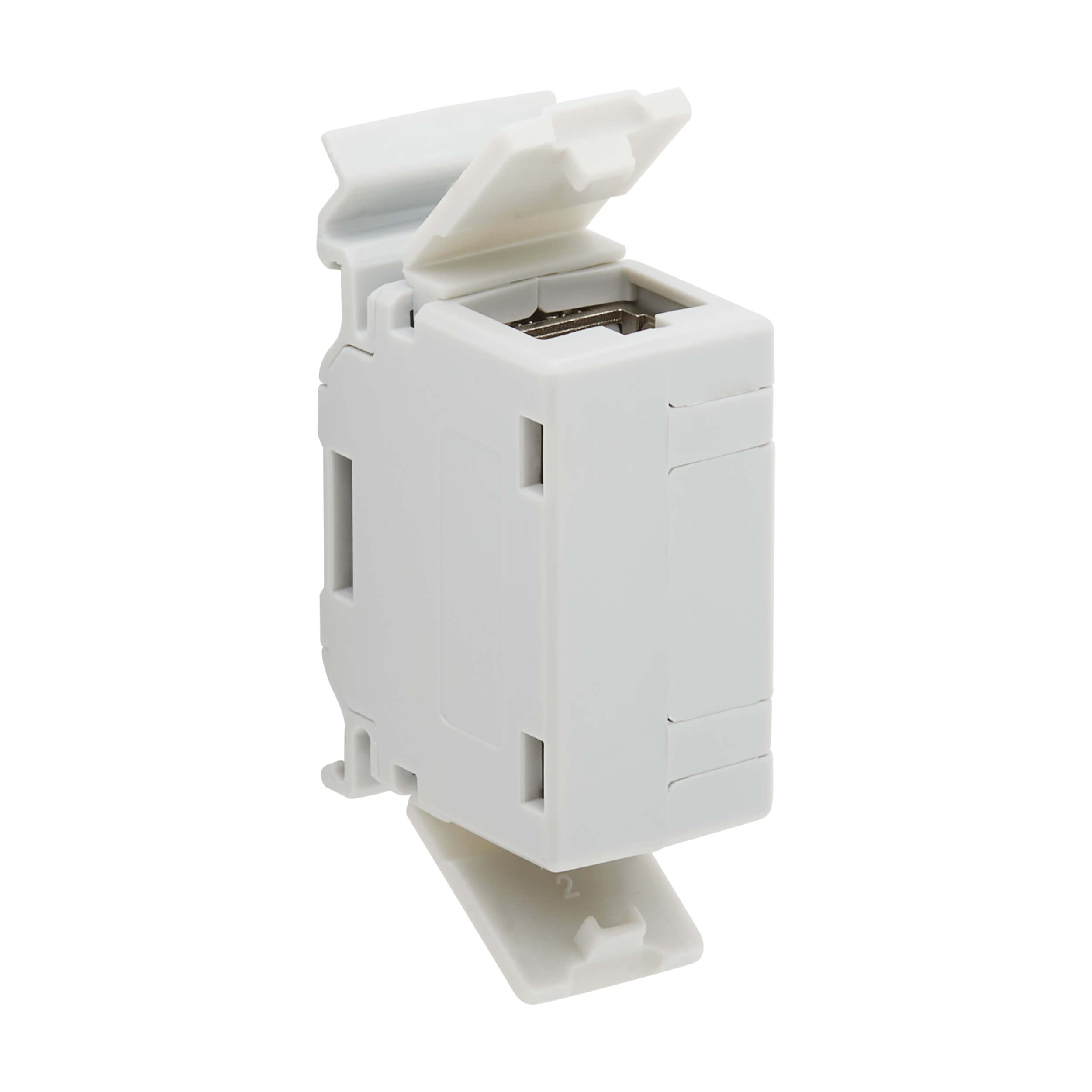 Tripp Lite DIN-Rail Cat6a RJ45 Shielded in-Line Mountable Snap-in Coupler & PoE++, EMI/RFI Shielding, Backwards Compatible, Female-to-Female, TAA Compliant, Manufacturer's Warranty (N235-D01-SH-6A)