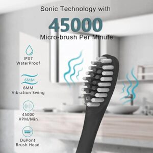 dazeni Sonic Electric Toothbrush with 8 Brush Heads for Adults and Kids, High Power Rechargeable Electric Toothbrushes, 6 Modes, 8 Hours Fast Charge for 15 Days, 2 Minutes Smart Timer (White)