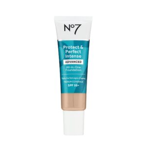 no7 protect & perfect advanced all in one foundation - calico - age defying foundation makeup with spf 50 for women - makeup base cream helps to reduces redness & blurs visible pores (30ml)