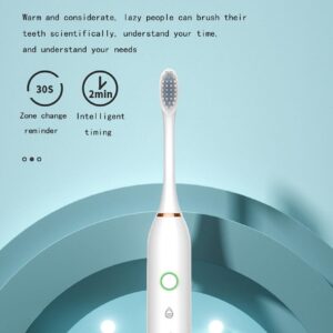 dazeni Sonic Electric Toothbrush with 8 Brush Heads for Adults and Kids, High Power Rechargeable Electric Toothbrushes, 6 Modes, 8 Hours Fast Charge for 15 Days, 2 Minutes Smart Timer (White)