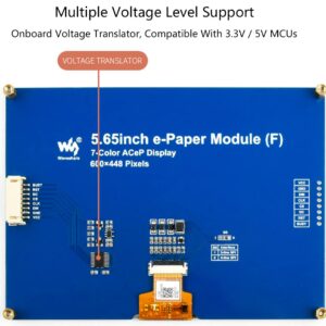 waveshare 5.65inch E-Ink Display HAT 7-Color ACeP E-Paper Display 600x448 Pixels for Raspberry Pi 4B/3B+/3B/2B/Zero/Zero W/Zero WH and Jetson Nano