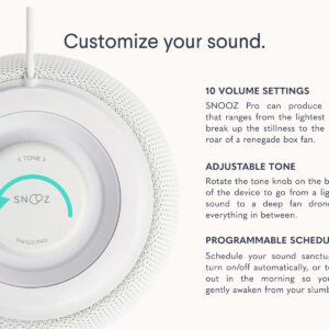 SNOOZ Pro - Smart White Noise Machine & Travel Case - Real Fan Inside, Non-Looping White Noise, Adjustable Tone & Volume - App-Based Remote Control & Sleep Timer (Cotton)