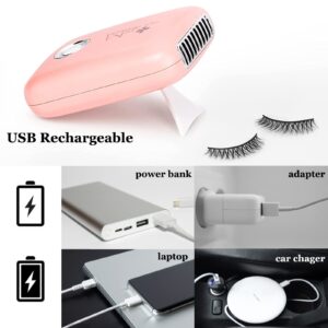 Lash Fan Dryer, AREMOD Eyelash Extensions Fan USB Air Cooling Blower Handheld Eyelash Dryer Mini Lash Fan with Sponge for Lash Extensions Supplies (Pink)