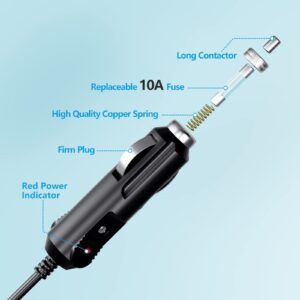 VHBW Replacement for Inogen Car Charger Compatible with Inogen One G3 G4 G5 BA-306 BA-301 BA306 BA301 Concentrator【12V 8.3FT, with Additional Fuses】