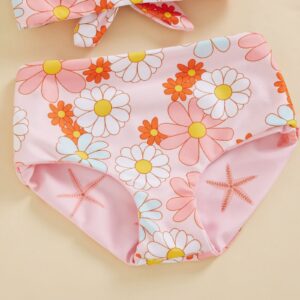 Toddler Baby Girls Two Piece Swimsuit - Sleeveless Floral Heart Print Two Sided Swimwear Backless Bikini Tankini