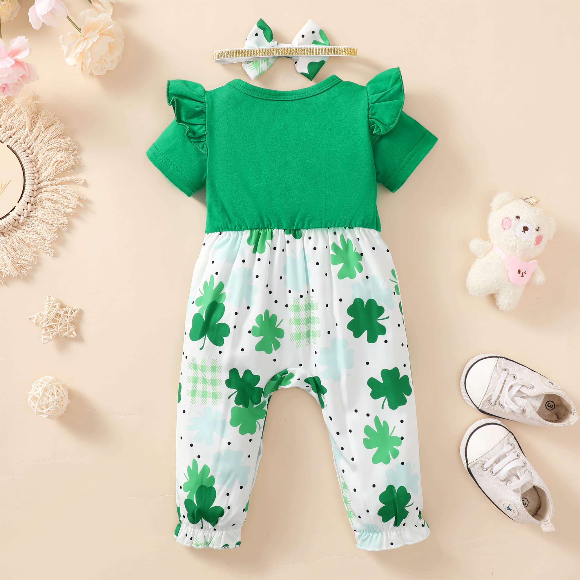 GRNSHTS Baby Girl Clothes 6-12 Months Saint Patricks Day Outfits One-Piece Snap Coverall Romper Newborn Photography Outfits(Green,6-12M)