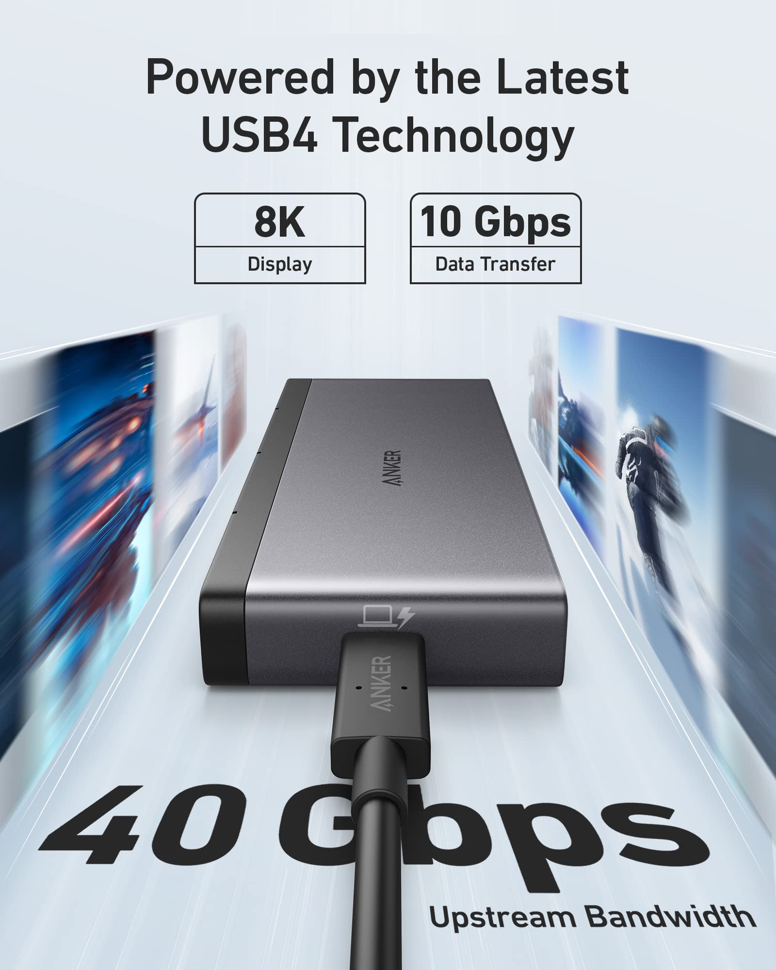 Anker USB C Hub, 556 USB-C Hub (USB4, 8-in-1) with 1.6ft USB4 Cable, 10 Gbps USB-C and USB-A Data Ports, 8K HDMI and DisplayPort 8K@60Hz HDMI Cable, Ultra High Speed 4K@120Hz 48Gbps 6.6 ft