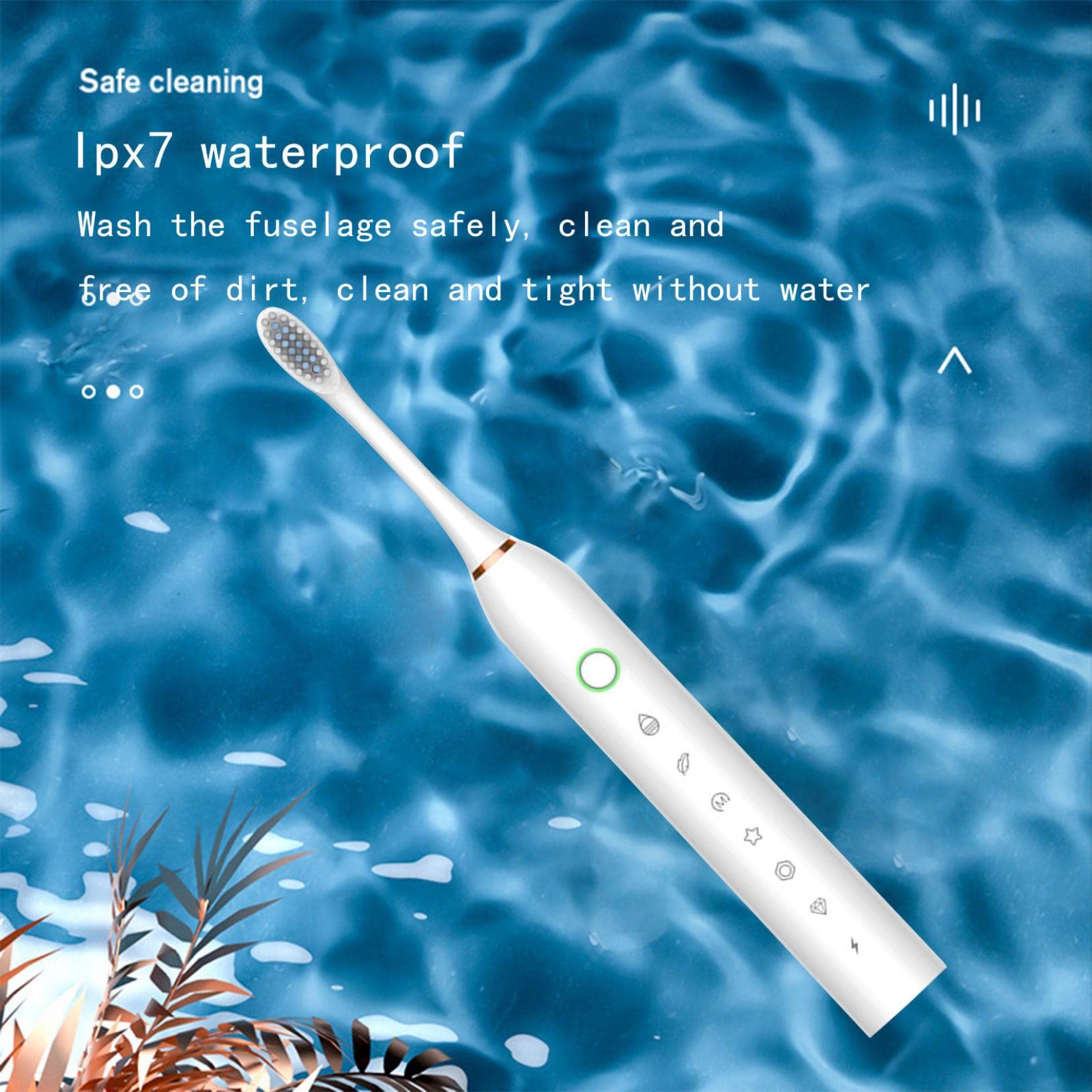 dazeni Sonic Electric Toothbrush with 8 Brush Heads for Adults and Kids, High Power Rechargeable Electric Toothbrushes, 6 Modes, 8 Hours Fast Charge for 15 Days, 2 Minutes Smart Timer (White)