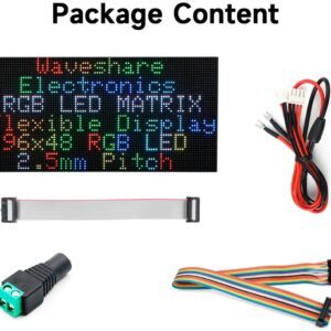 waveshare Flexible RGB Full Color LED Matrix Panel 96x48 4608 RGB LEDs, 2.5mm Pitch, Adjustable Brightness and Bendable PCB,Compatible with Raspberry Pi/Raspberry Pi Pico / ESP32