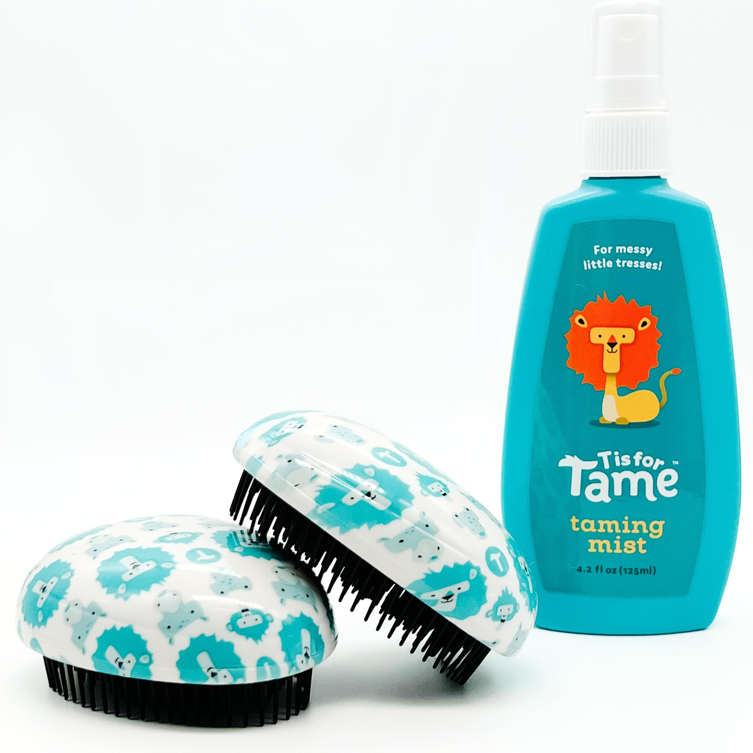 T is for Tame – Bundle - Hair Taming Spray for Frizz, Static, Flyaways & Bed Head for Toddlers & Kids, and 2 Flexible Bristle Detangling Brushes, Spray is a 100% Natural Hair Product