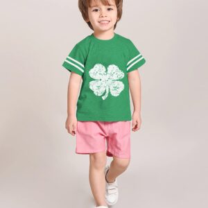 DDSOL Toddler Boy Girl St Patrick's Day Tshirt Baby Luck Green Shamrock Clover Shirt Outfit Short Sleeve Clothes Kid Saint Irish Tee Top Size 3T