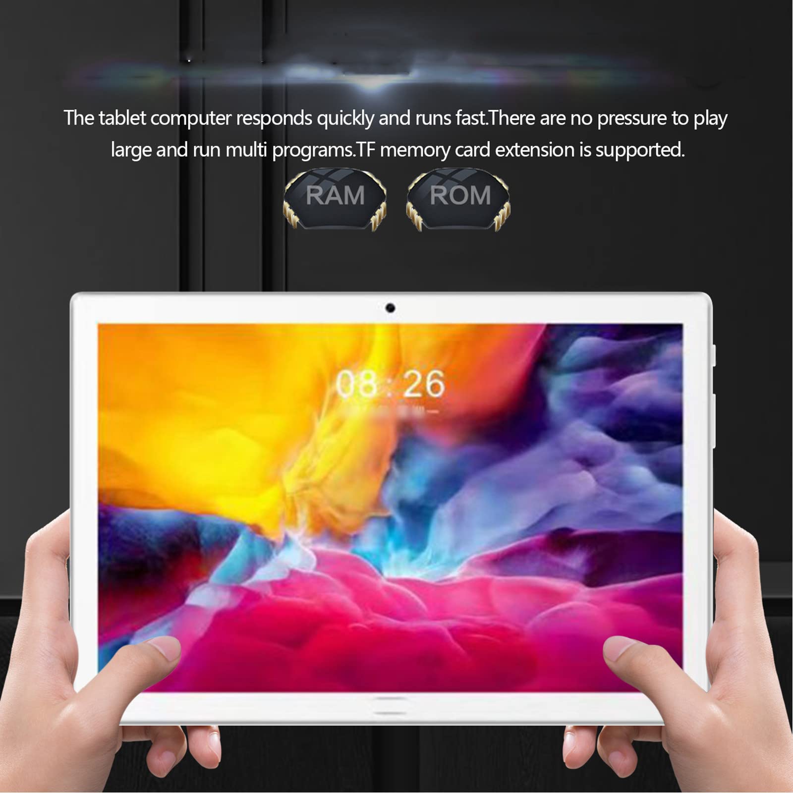 10.1 Inch HD Tablet Computer, 8-core IPS, High-definition Screen, WiFi, Bluetooth, Android Voice Call, Game Tablet, Support SIM Communication Function, Holiday Gift for Family (Silver)