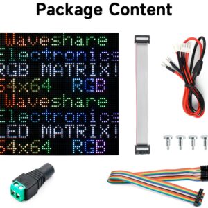 Flexible RGB Full-Color LED Matrix Panel 64x64, 4096 RGB LEDs, 3mm Pitch, Adjustable Brightness Chainable Design, Display Text/Colorful Image/Animation, for Raspberry Pi/Raspberry Pi Pico / ESP32