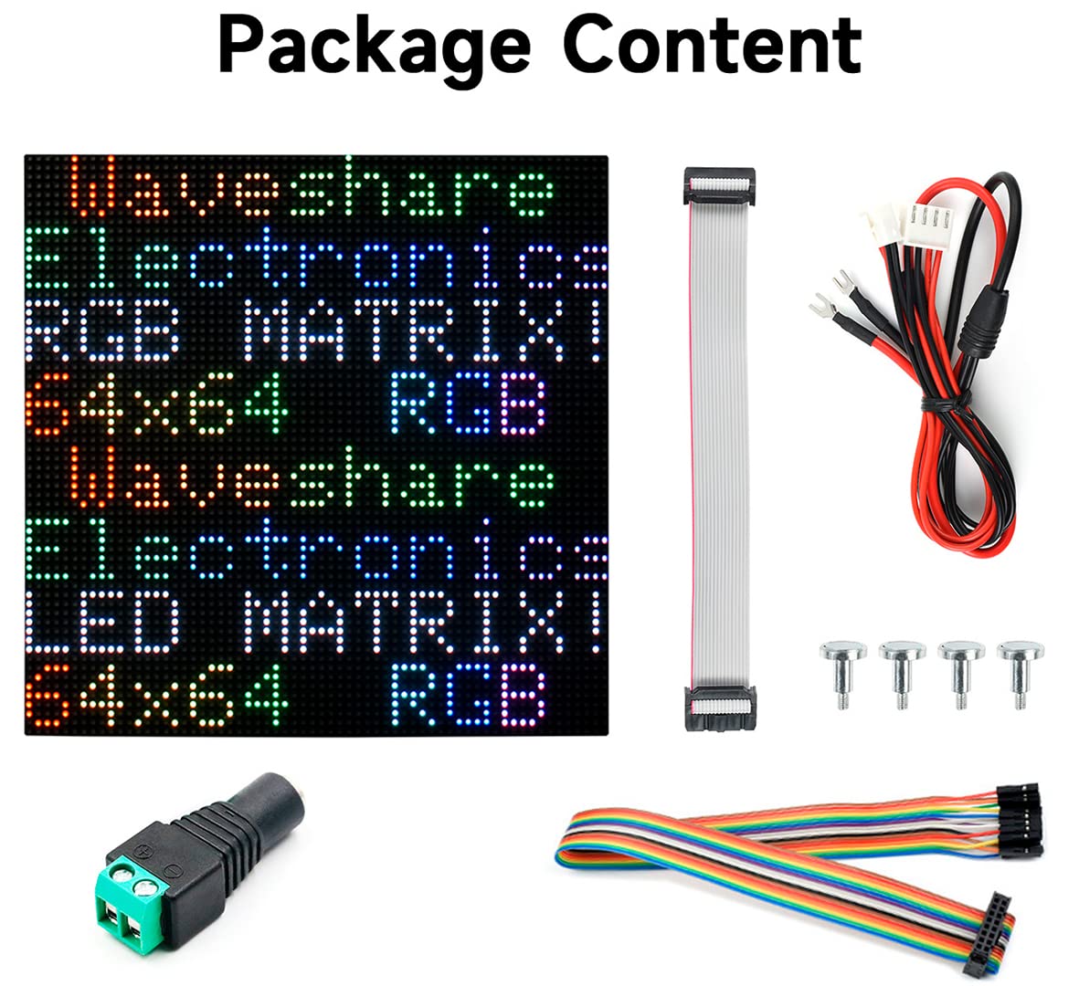 Flexible RGB Full-Color LED Matrix Panel 64x64, 4096 RGB LEDs, 3mm Pitch, Adjustable Brightness Chainable Design, Display Text/Colorful Image/Animation, for Raspberry Pi/Raspberry Pi Pico / ESP32