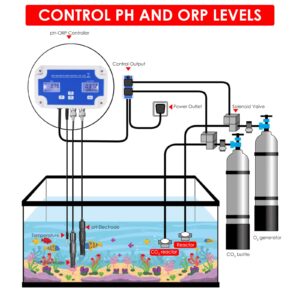 Smart pH ORP Controller, 3 in 1 Aquarium pH Monitor Wi-Fi for pH/ORP/Temp Measurements in Water with Calibration, Can Fit with CO2 Bottle & O3 Generator