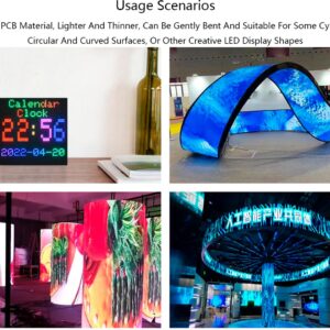 Flexible RGB Full-Color LED Matrix Panel 64x64, 4096 RGB LEDs, 3mm Pitch, Adjustable Brightness Chainable Design, Display Text/Colorful Image/Animation, for Raspberry Pi/Raspberry Pi Pico / ESP32