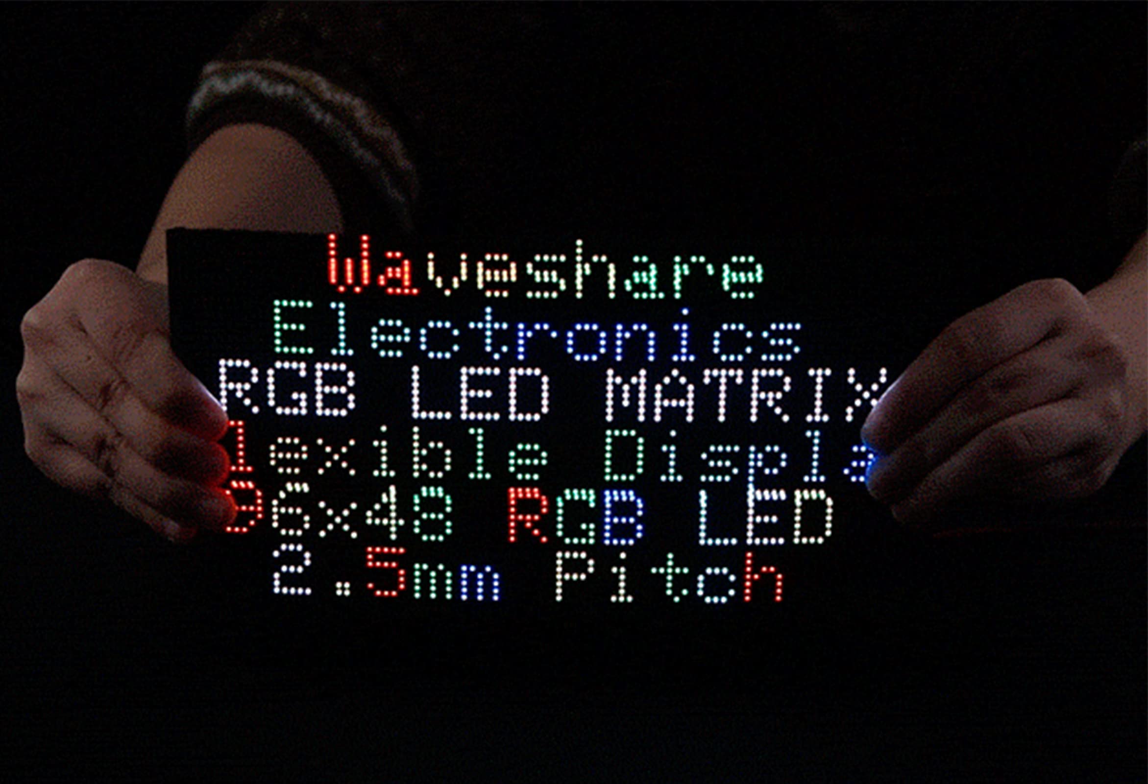 waveshare Flexible RGB Full Color LED Matrix Panel 96x48 4608 RGB LEDs, 2.5mm Pitch, Adjustable Brightness and Bendable PCB,Compatible with Raspberry Pi/Raspberry Pi Pico / ESP32