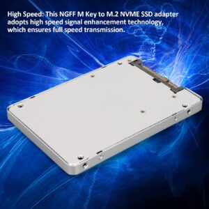 Septpenta NGFF M Key to M.2 NVME SSD Enclosure, High Speed Signal Enhancement Technology, NVME NGFF to SFF 8639 Adapter, with Switch Indicator Function Supports NVMe SSD and SATa NGFF SSD(White)