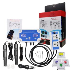 Smart pH ORP Controller, 3 in 1 Aquarium pH Monitor Wi-Fi for pH/ORP/Temp Measurements in Water with Calibration, Can Fit with CO2 Bottle & O3 Generator