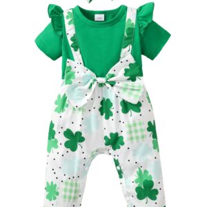 GRNSHTS Baby Girl Clothes 6-12 Months Saint Patricks Day Outfits One-Piece Snap Coverall Romper Newborn Photography Outfits(Green,6-12M)