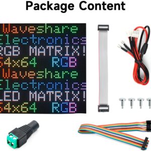 waveshare RGB Full Color LED Matrix Panel 64x64, 4096 RGB LEDs, 2mm Pitch, Adjustable Brightness, Display Text, Colorful Image, Animation,Compatible with Raspberry Pi/Raspberry Pi Pico / ESP32