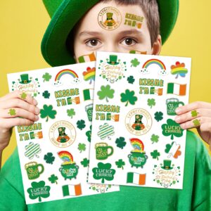 st patricks day temporary tattoos shamrock glitter tattoos party decor kiss me i'm irish party and st patrick's day decorations for man women kids party favor four leaf clover party accessories