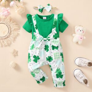 GRNSHTS Baby Girl Clothes 6-12 Months Saint Patricks Day Outfits One-Piece Snap Coverall Romper Newborn Photography Outfits(Green,6-12M)