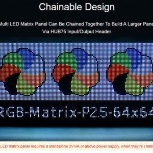 64x64 4096 Pixels RGB Full-Color LED Matrix Panel 2.5mm Pitch, Adjustable Brightness Chainable Design,Display Text/Colorful Image/Animation, Compatible with Raspberry Pi / Raspberry Pi Pico / ESP32