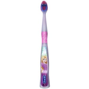 Oral-B Princess Toothbrush for Little Girls, Extra Soft, Characters Rapunzel - 1 Count and Kids Cavity Protection Toothpaste, Sparkle Fun Size 0.85oz (24g) - Pack of 2 Set for Age 3+