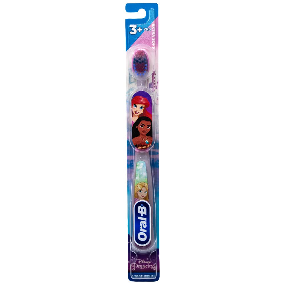 Oral-B Princess Toothbrush for Little Girls, Extra Soft, Characters Rapunzel - 1 Count and Kids Cavity Protection Toothpaste, Sparkle Fun Size 0.85oz (24g) - Pack of 2 Set for Age 3+