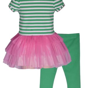 Bonnie Jean Baby, Toddler, Little Girls, and Big Girls St Patrick's Day Green Shamrock Tutu Top and Leggings Set