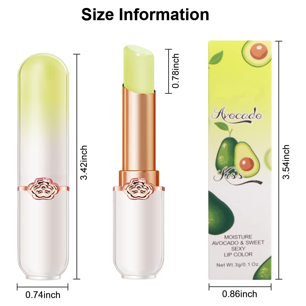 BINGBRUSH 2 Pcs Avocado Green Color Changing Lipstick Queen,PH Mood Long Lasting Labiales Lip Gloss Lip Balm Tinted Magic Lip Stain Makeup Moisturize Lipstick Set for Women