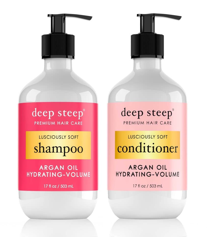 Deep Steep Shampoo & Conditioner, Premium Hair Care (Argan Oil- Hydrating Volume, 10 oz)