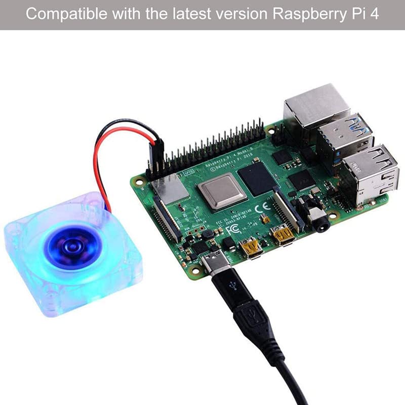 2/4pcs Raspberry Pi 4 Fan Raspberry Pi Cooling Fan Brushless CPU Quiet LED Cooling Compatible with Raspberry Pi 4/Pi 3/3B+/4B/Pi Zero w (2)