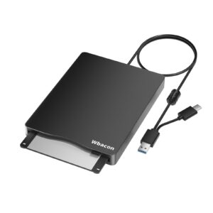 wbacon usb floppy disk drive, external 3.5inch floppy disk reader for pc, laptop, and desktop computers compatible with windows 10/8/7/2000/xp