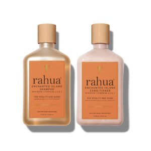 rahua enchanted island shampoo and conditioner, 9.3 fl oz, promotes strength, hair growth and gives shine to all hair types, nourishing hair shampoo and conditioner for men and women